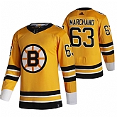 Boston Bruins 63 Brad Marchand Yellow Adidas 2020-21 Reverse Retro Alternate Jersey Dzhi,baseball caps,new era cap wholesale,wholesale hats
